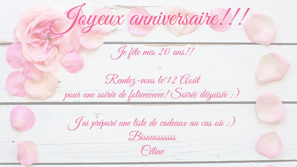 Invitation anniversaire 20 ans