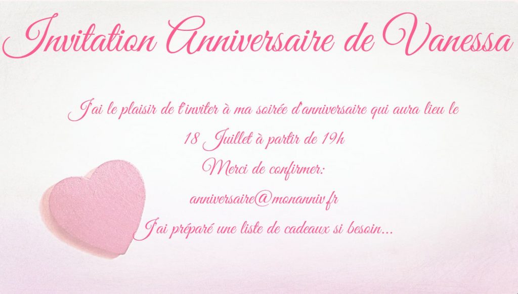 Invitation anniversaire femme