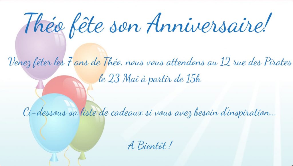 Invitation anniversaire petit garçon